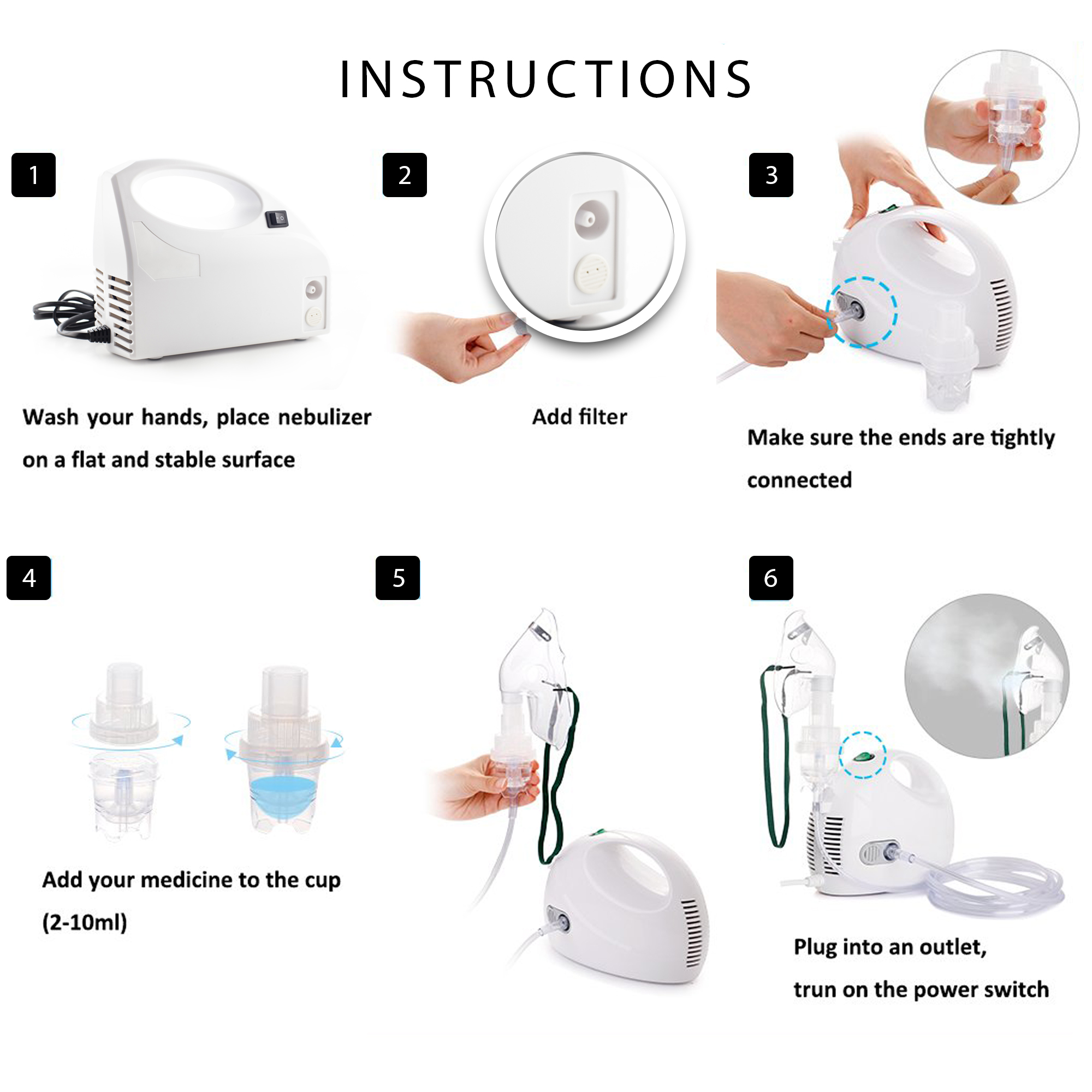 Nebulizer Compressor with 20 Filters and Carrying Case! FDA and ISO