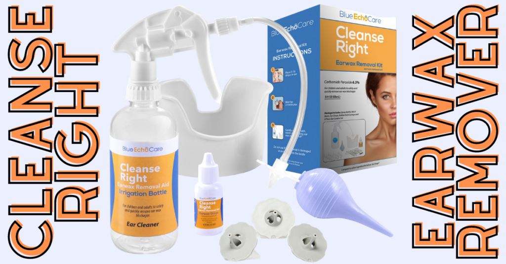 Cleanse Right Ear Wax Removal Tool Kit, includes ear drops, safety tips, irrigation bottle. Everything anyone could need for an ear wax removal device!